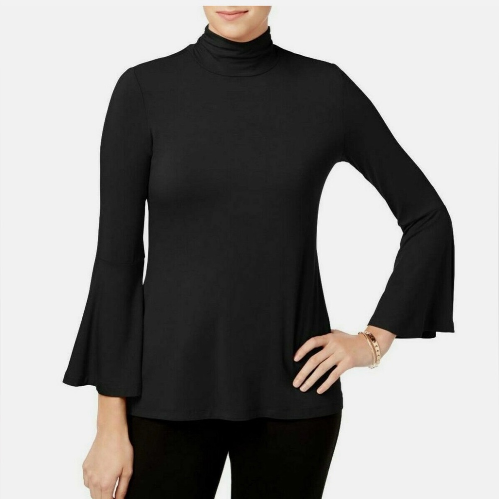 Alfani Blouse Mock Neck Bell Sleeves